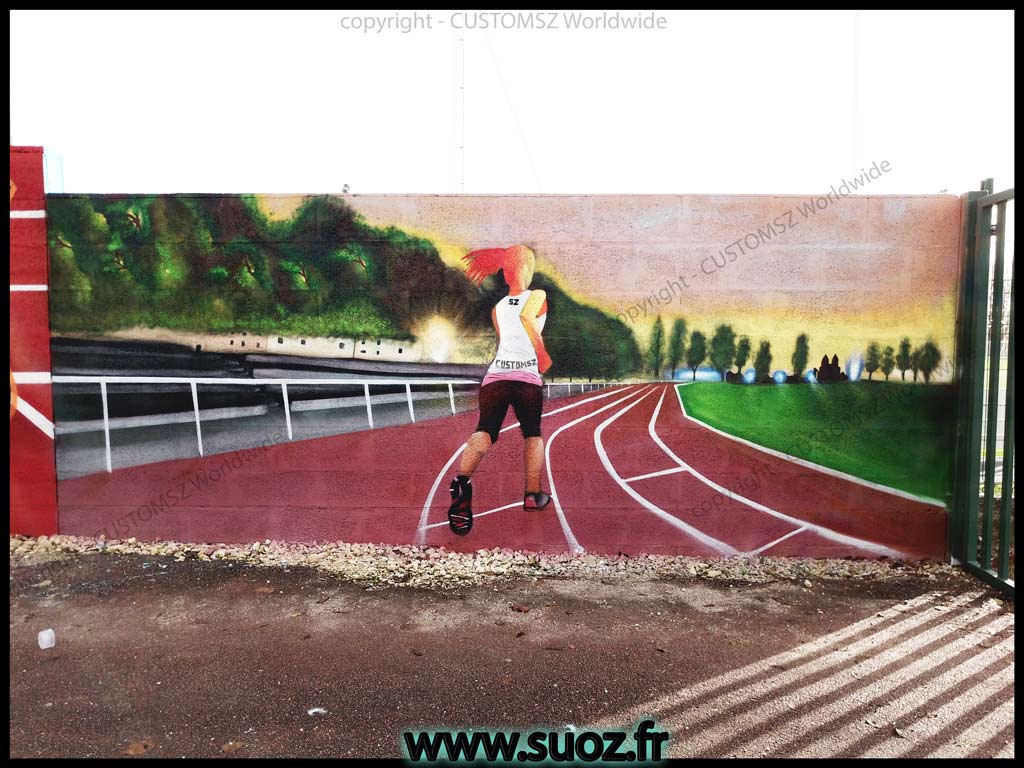 Graffiti Professionnel-decoration-athletisme-france graffeur artiste street art trompe l'oeil