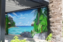 Fresque-graffiti-Pergola-jardin-la-Rochelle-Suoz-decoration-trompe-loeil-graffeur-professionnel