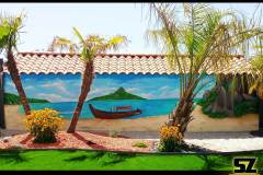 Graffiti-Cannes-Nice-Cote-dazur-provence-professionnel-fresque-murale-plage-cocotier-ile-paradisiaque-dessin-suoz-customsz-worldwide-Graffiti-vendee