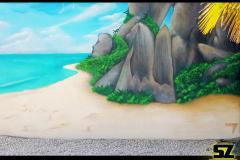 Graffiti-professionnel-fresque-murale-plage-cocotier-ile-paradisiaque-dessin-suoz-customsz-worldwide-Graffiti-france