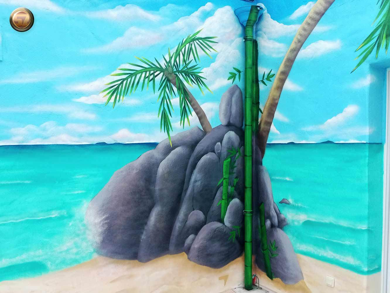 graffeur-decor-paysage-suoz-bambou-rocher-plage