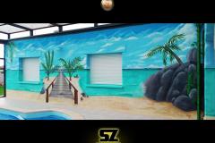 graffeur-professionnel-artiste-peintre-decorateur-graffiti-plage-tropique-lagon-paysage-trompe-loeil-suoz-customsz-SZ-street-art-decor